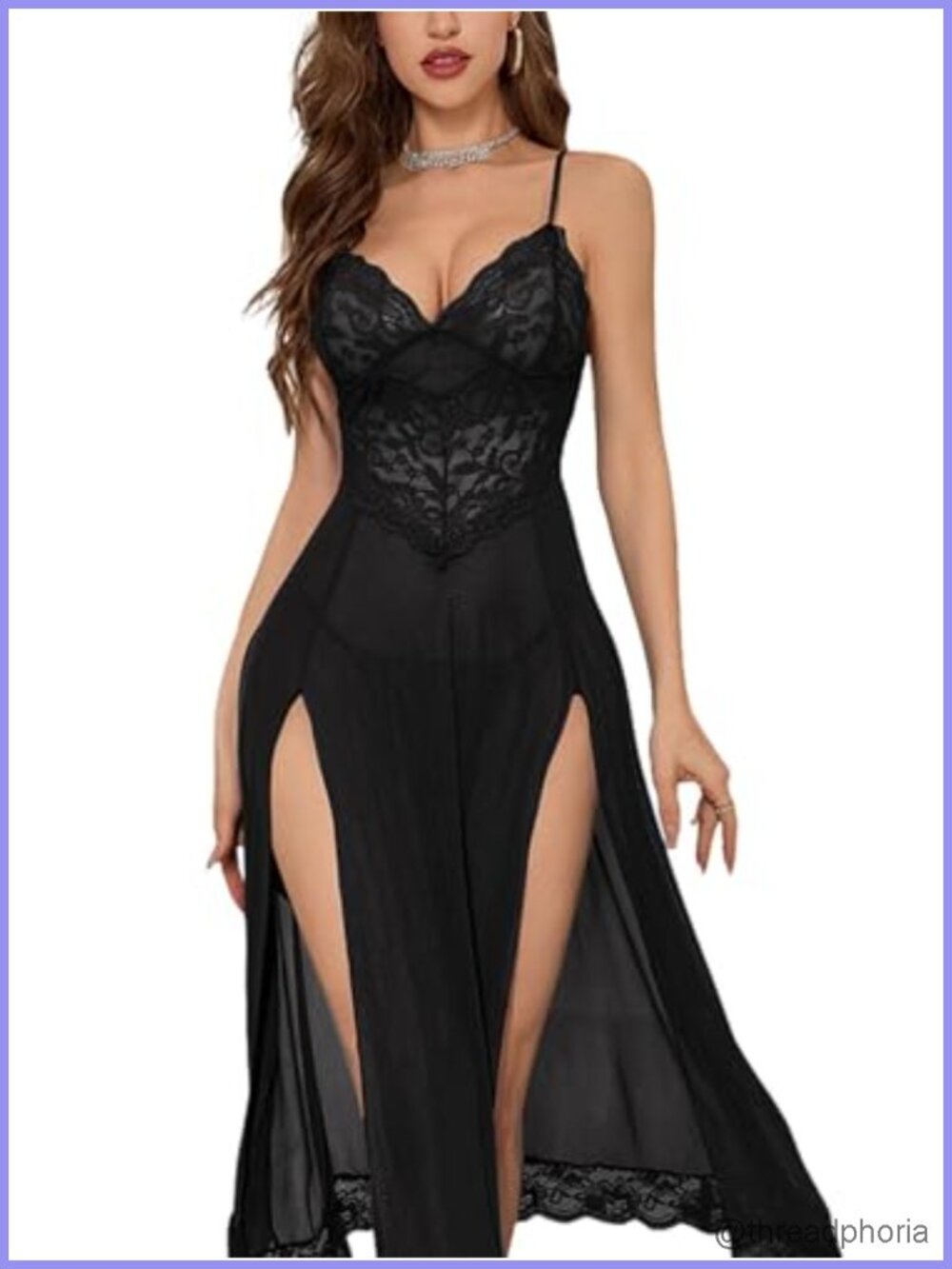 Sexy Lingerie Dress 2 Pcs Women Night Gowns with Thong